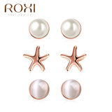 ROXI Stud Earrings Set Rose Gold