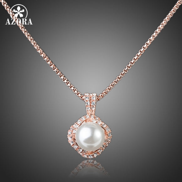 Crystal Pearl Pendant Necklace