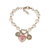 Pearl Crystal Love Heart Bangle Bracelet