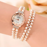 Gold Pearl Bracelet Wristwatch