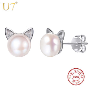 Pearl Cat Stud Earings