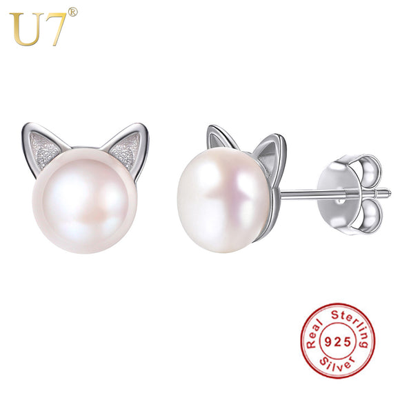 Pearl Cat Stud Earings